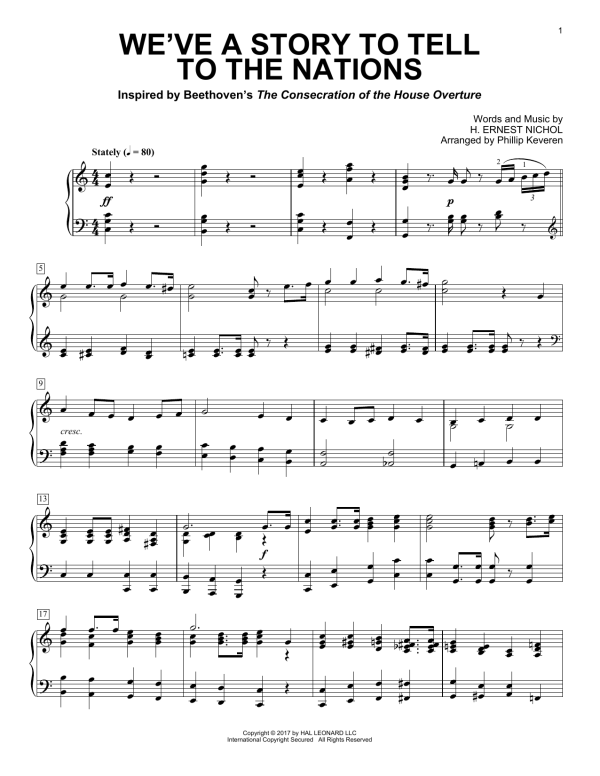 H. Ernest Nichol We've A Story To Tell To The Nations (arr. Phillip Keveren) Musik Noten - Piano Solo - 180276-0
