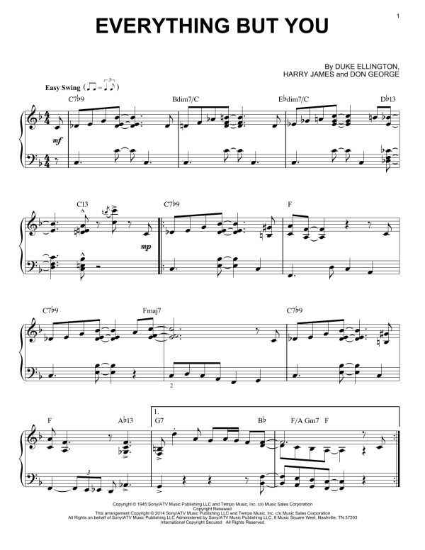 Harry James Everything But You Musik Noten - Piano Solo - 152649-0