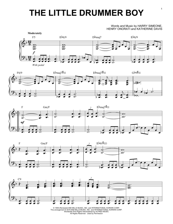 Harry Simeone The Little Drummer Boy [Jazz version] (arr. Brent Edstrom) Musik Noten - Piano Solo - 176880-0