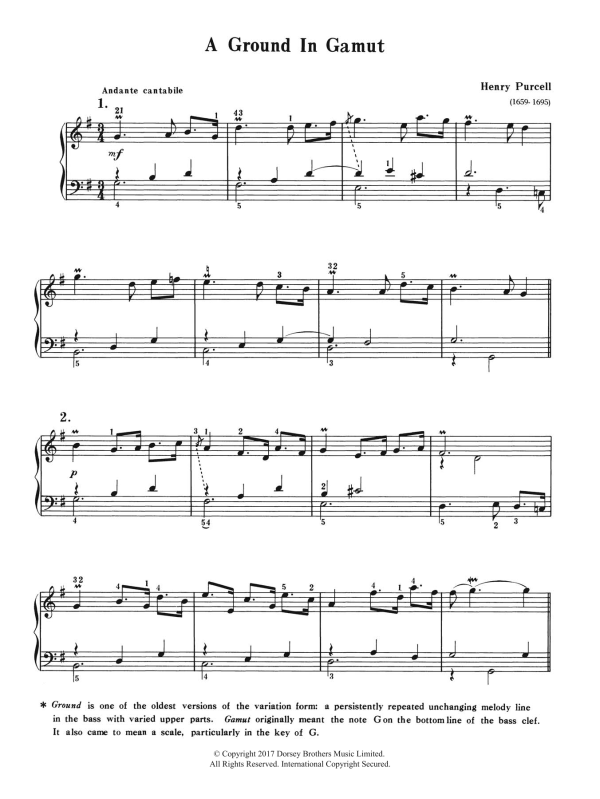 Henry Purcell A Ground In Gamut Musik Noten - Piano Solo - 124126-0