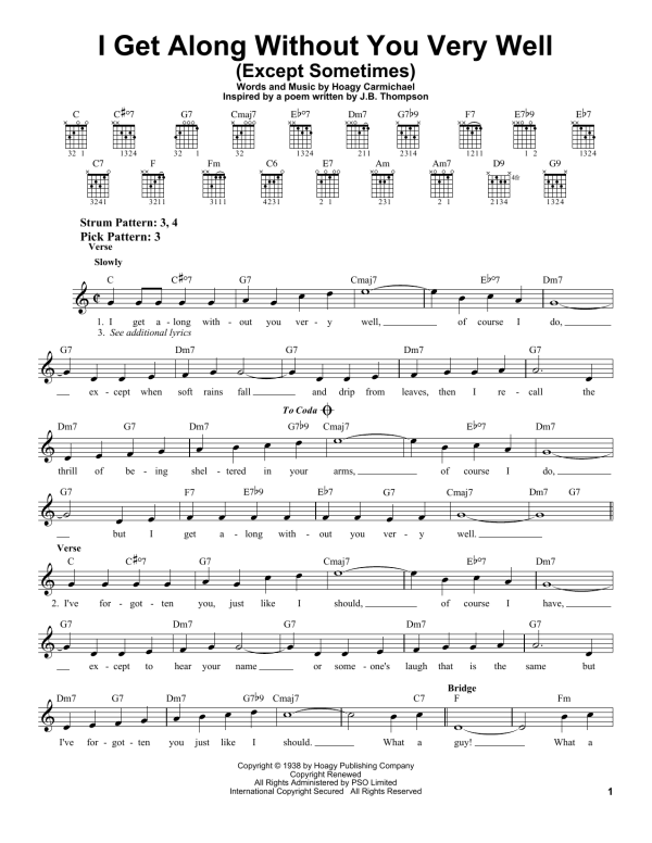 Hoagy Carmichael I Get Along Without You Very Well (Except Sometimes) Musik Noten - Pro Vocal - 165360-0