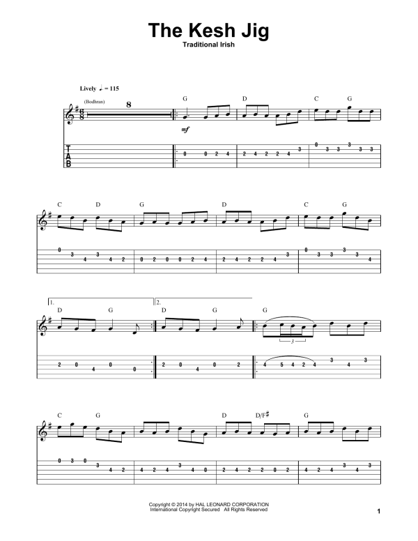 Irish Folksong The Kesh Jig Musik Noten - Guitar Tab - 152300-0