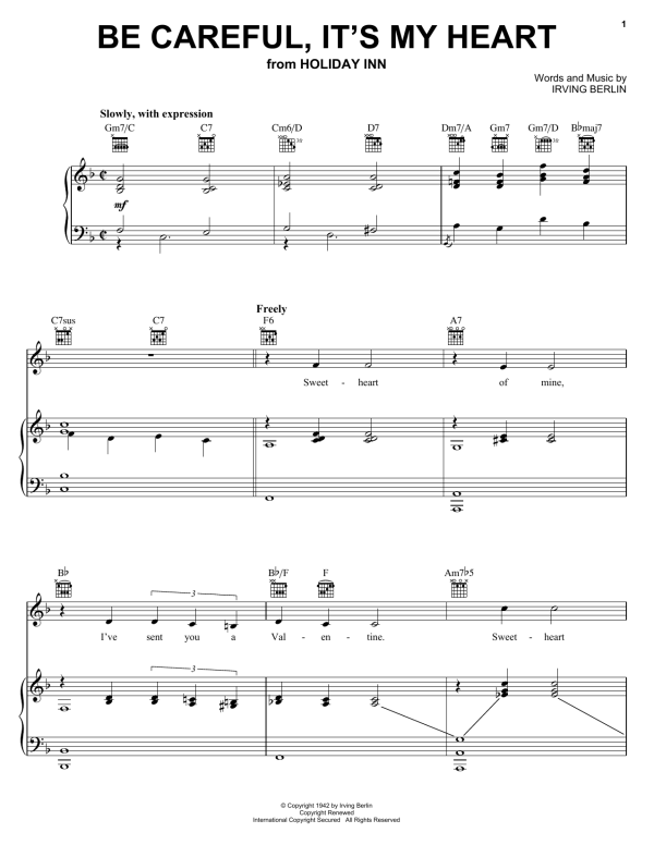 Irving Berlin Be Careful, It's My Heart Musik Noten - Lead Sheet / Fake Book - 180200-0