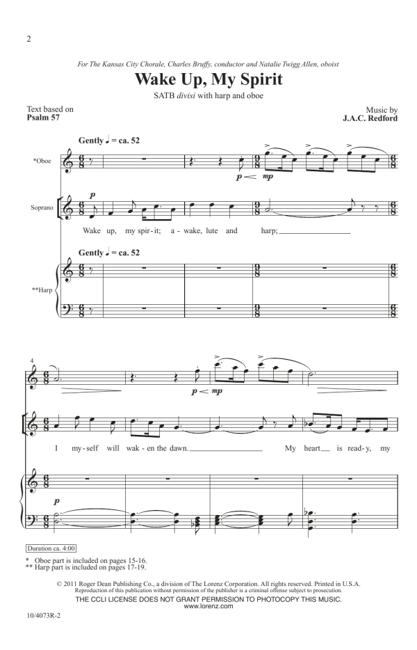J.A.C. Redford Wake Up, My Spirit Musik Noten - SATB Choir - 180144-0