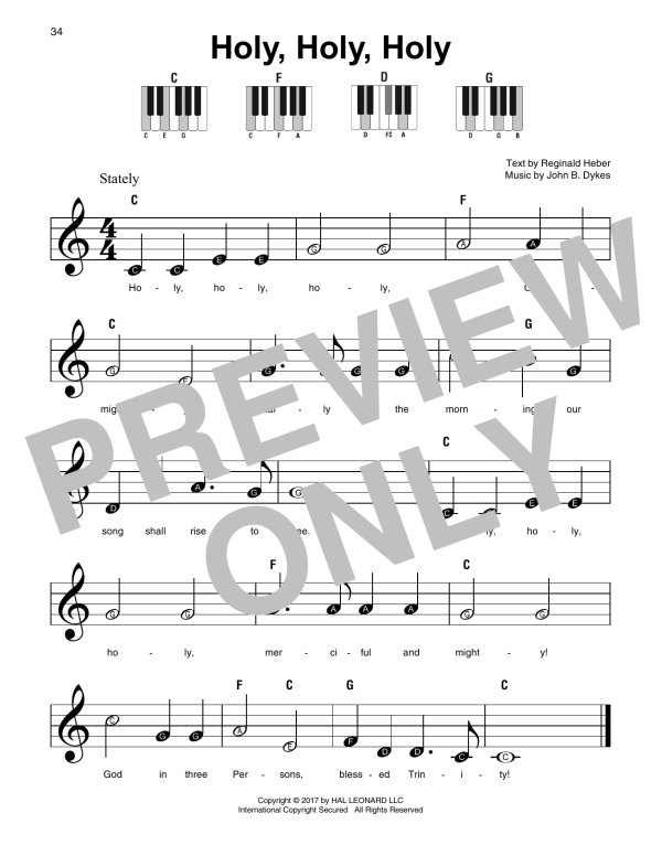 John B. Dykes Holy, Holy, Holy Musik Noten - Super Easy Piano - 178524-0