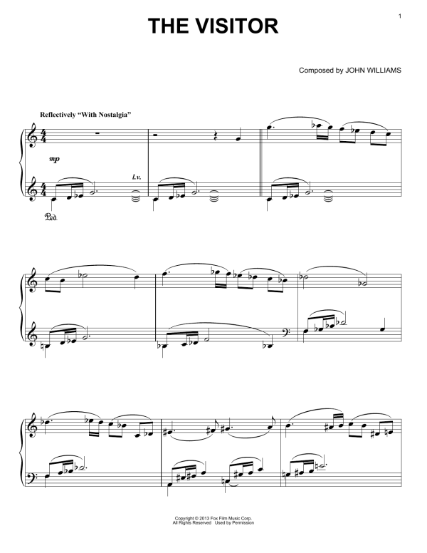 John Williams The Visitor Musik Noten - Piano Solo - 152613-0