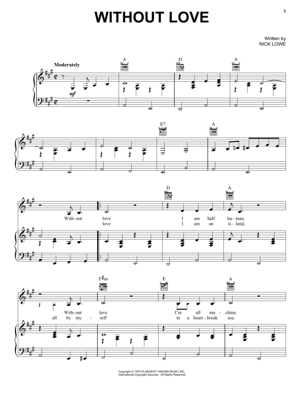 Johnny Cash Without Love Musik Noten - Piano, Vocal & Guitar Chords - 152284-0