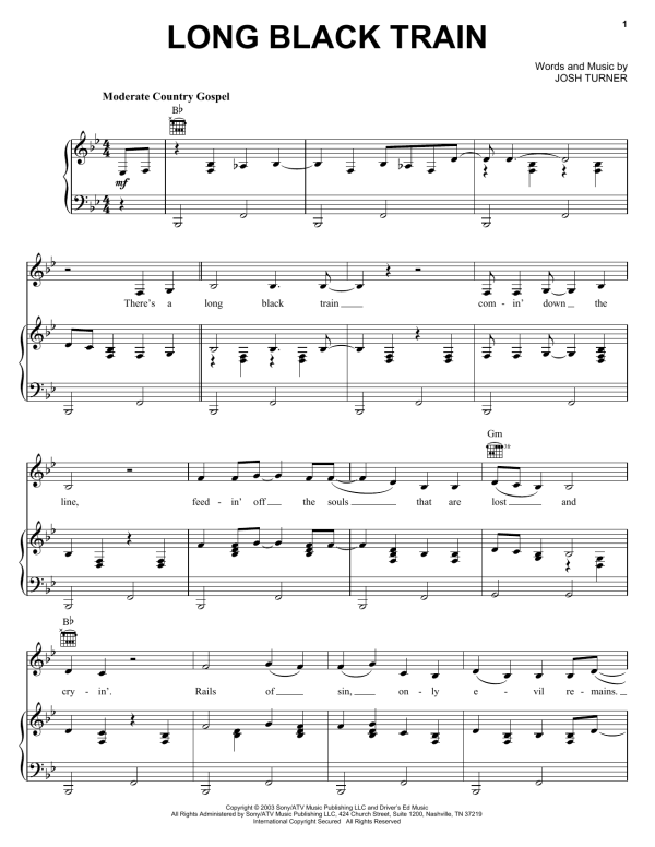 Josh Turner Long Black Train Musik Noten - Lead Sheet / Fake Book - 85180-0