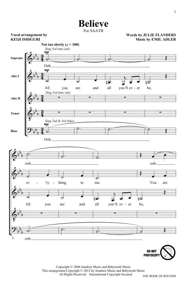 Keiji Ishiguri Believe Musik Noten - SATB Choir - 158977-0