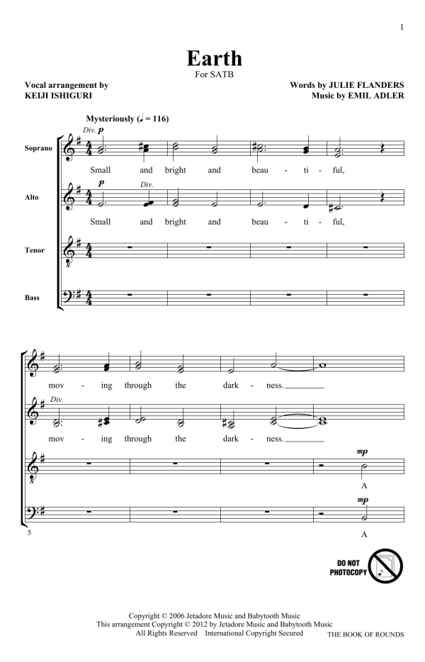 Keiji Ishiguri Earth Musik Noten - SATB Choir - 158964-0