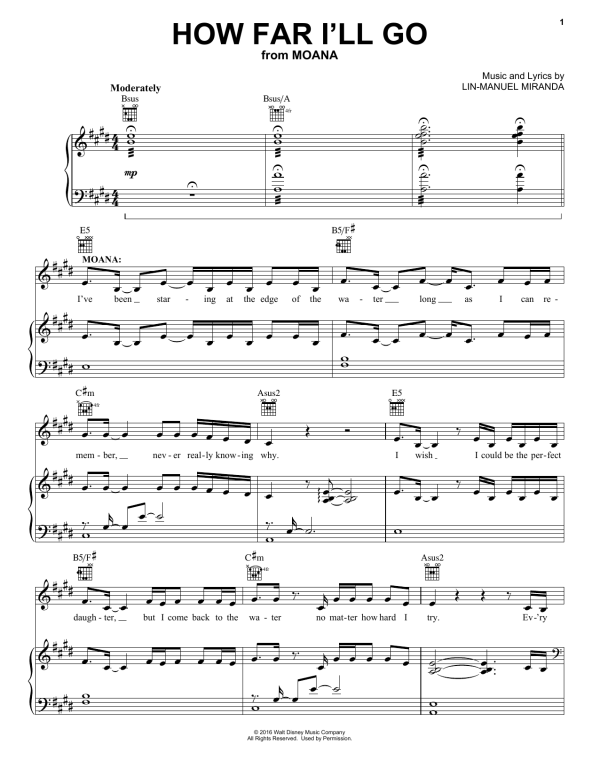 Lin-Manuel Miranda How Far I'll Go (from Moana) Musik Noten - Ukulele - 179466-0