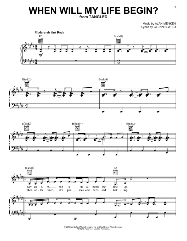 Mandy Moore When Will My Life Begin? (from Tangled) Musik Noten - Lead Sheet / Fake Book - 177372-0