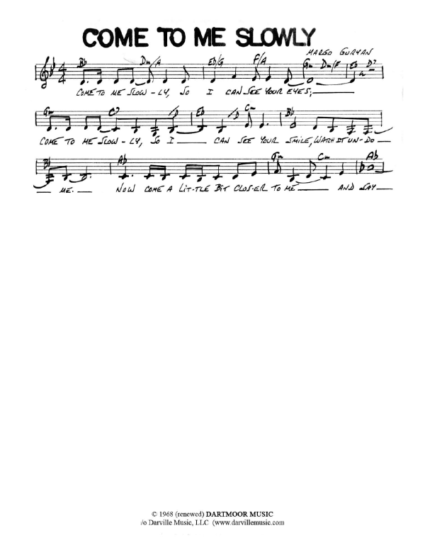 Margo Guryan Come To Me Slowly Musik Noten - Lead Sheet / Fake Book - 79766-0
