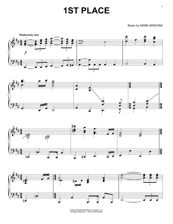Mark Mancina 1st Place Musik Noten - Piano Solo - 99669-0