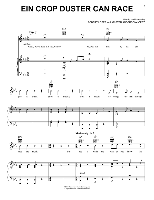 Mark Mancina Ein Crop Duster Can Race Musik Noten - Piano, Vocal & Guitar Chords - 99688-0