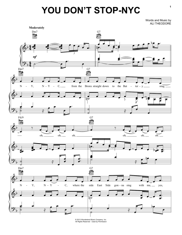 Mark Mancina You Don't Stop-NYC Musik Noten - Piano, Vocal & Guitar Chords - 99687-0