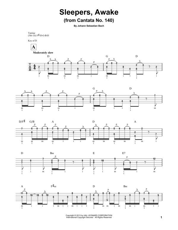 Mark Phillips Sleepers, Awake (Wachet Auf) Musik Noten - Banjo Tab - 178633-0
