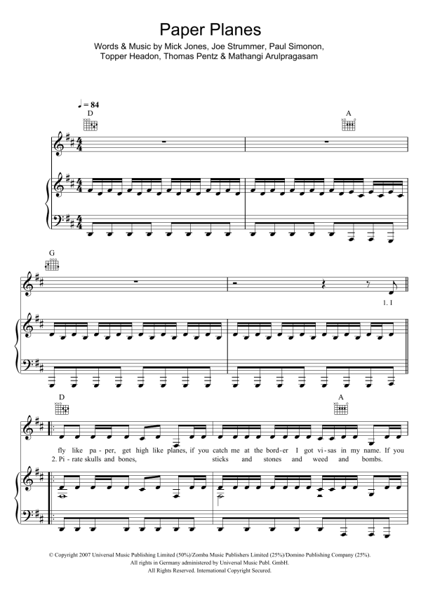M.I.A. Paper Planes Musik Noten - Ukulele - 152184-0