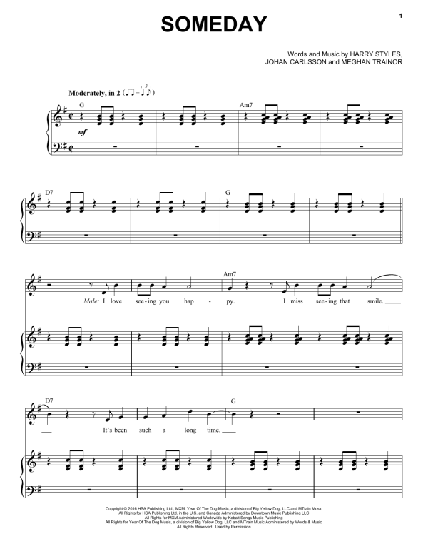 Michael Buble featuring Meghan Trainor Someday Musik Noten - Piano & Vocal - 179941-0