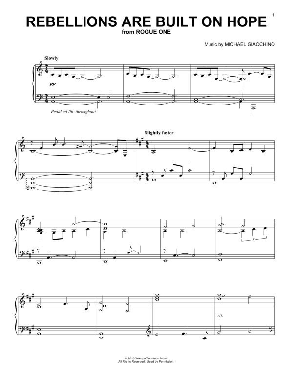 Michael Giacchino Rebellions Are Built On Hope Musik Noten - Piano Solo - 179891-0