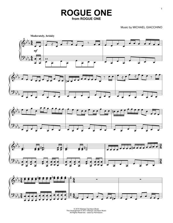 Michael Giacchino Rogue One Musik Noten - Piano Solo - 179888-0