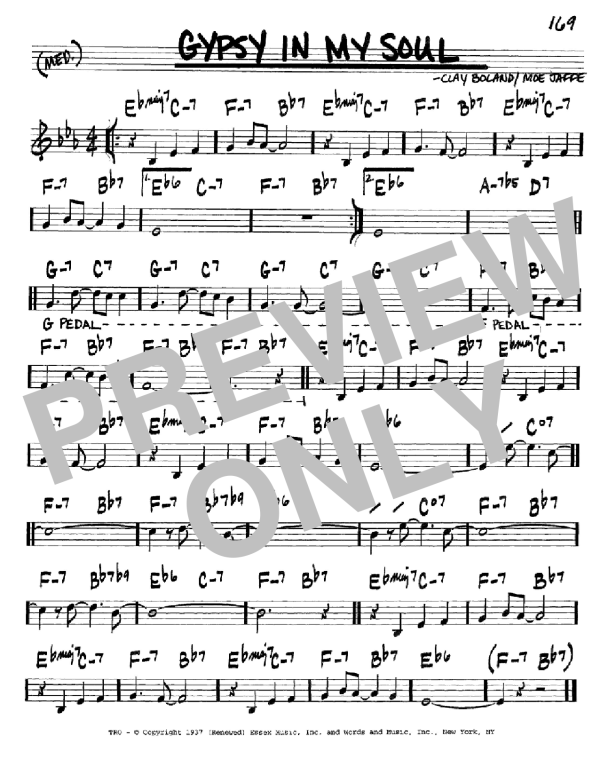 Moe Jaffe Gypsy In My Soul Musik Noten - Lead Sheet / Fake Book - 179870-0