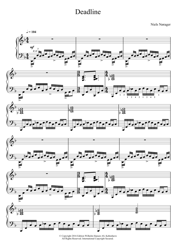 Niels Norager Deadline Musik Noten - Piano Solo - 124085-0