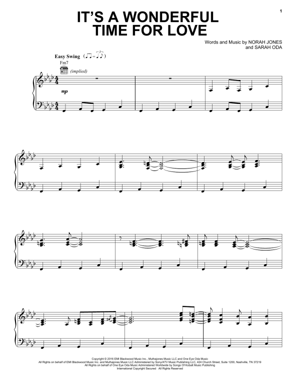 Norah Jones It's A Wonderful Time For Love Musik Noten - Piano, Vocal & Guitar Chords - 179909-0