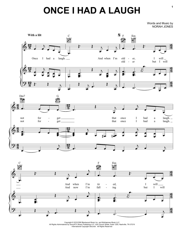 Norah Jones Once I Had A Laugh Musik Noten - Piano, Vocal & Guitar Chords - 179918-0