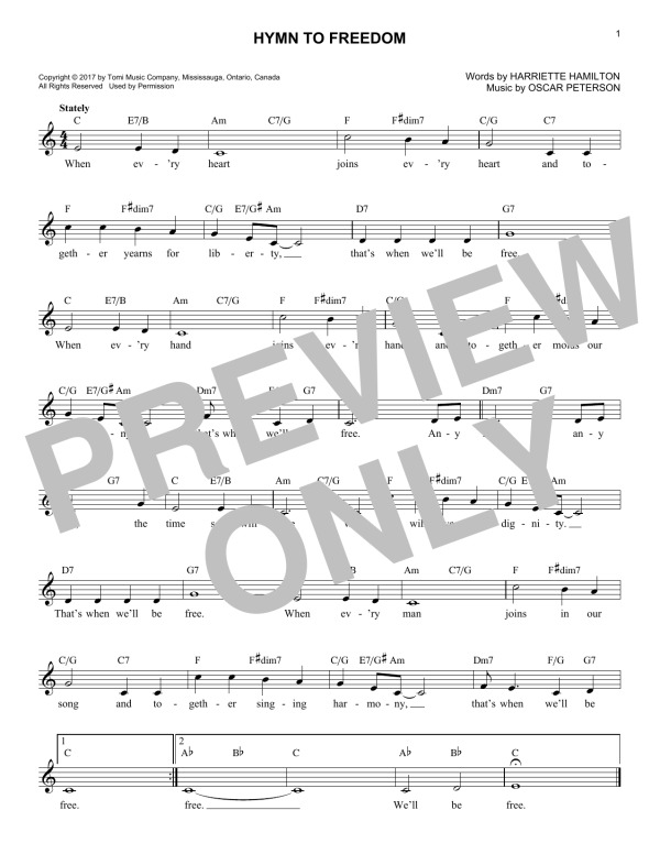 Oscar Peterson Hymn To Freedom Musik Noten - Lead Sheet / Fake Book - 179451-0
