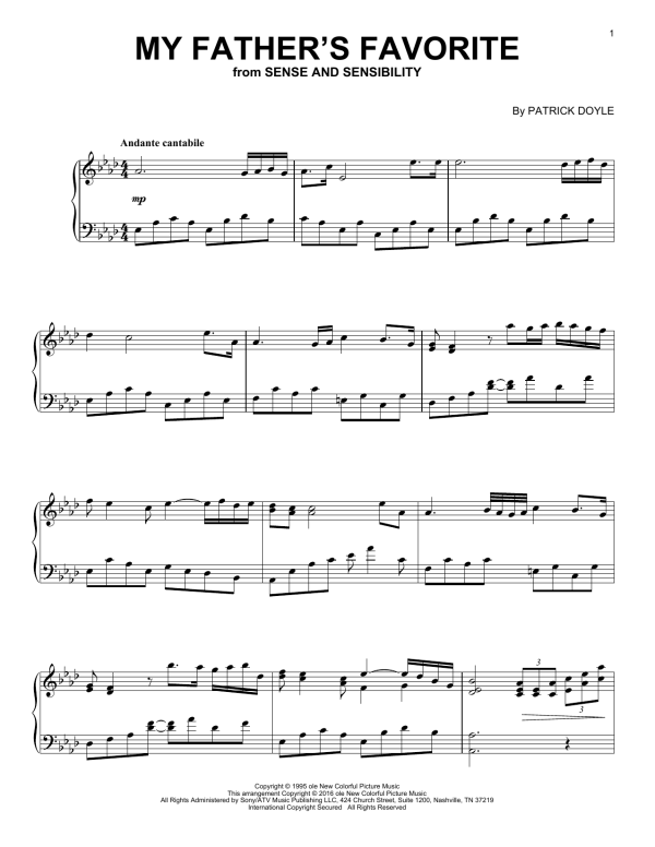 Patrick Doyle My Father's Favorite Musik Noten - Lead Sheet / Fake Book - 179790-0