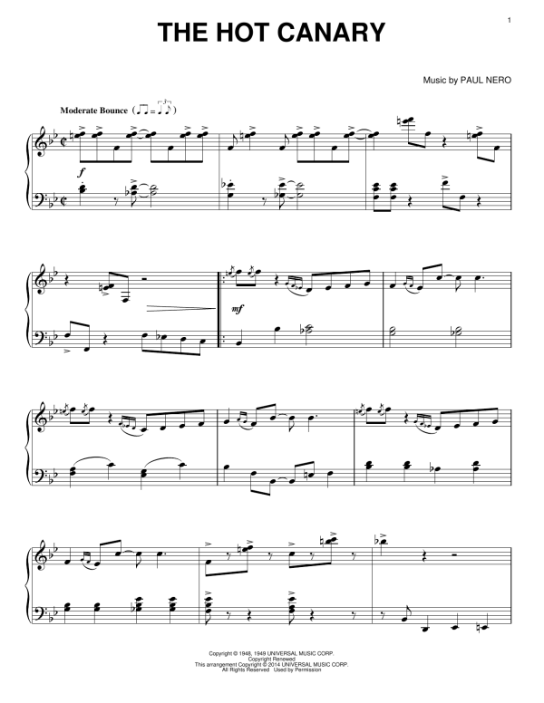 Paul Weston and His Orchestra w/P. Nero The Hot Canary Musik Noten - Piano Solo - 155527-0