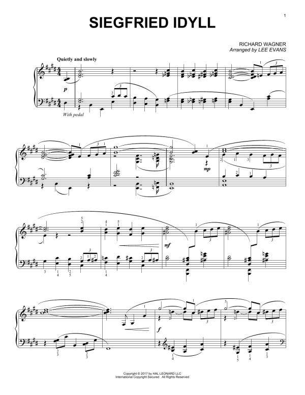 Richard Wagner Siegried Idyll (arr. Lee Evans) Musik Noten - Piano Solo - 180104-0