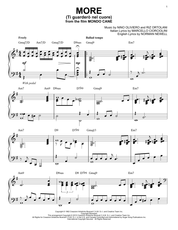 Riz Ortolani More (Ti Guarderò Nel Cuore) [Jazz version] (arr. Brent Edstrom) Musik Noten - Piano Solo - 159307-0