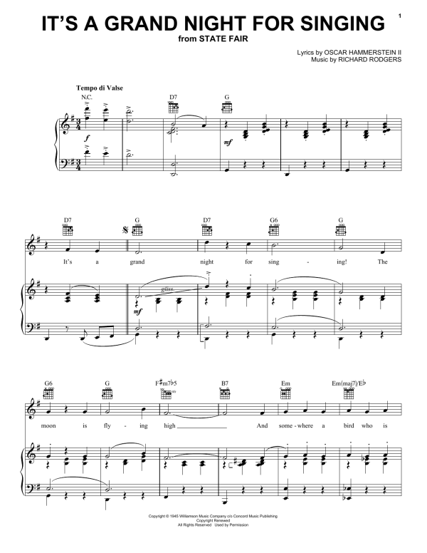 Rodgers & Hammerstein It's A Grand Night For Singing Musik Noten - Piano Solo - 158997-0