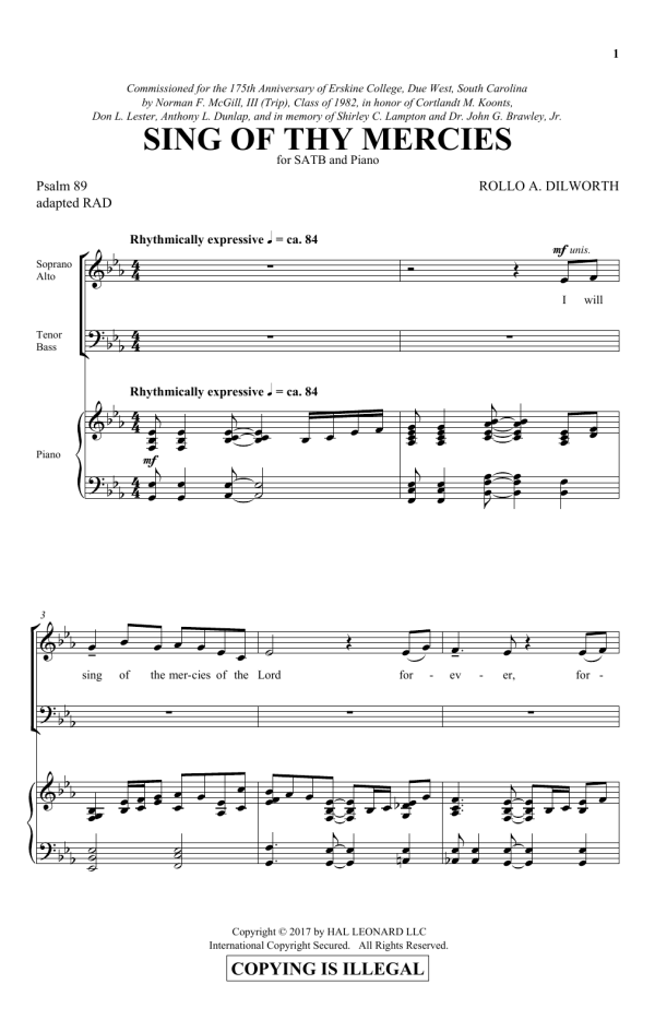 Rollo Dilworth Sing Of Thy Mercies Musik Noten - SATB Choir - 180173-0