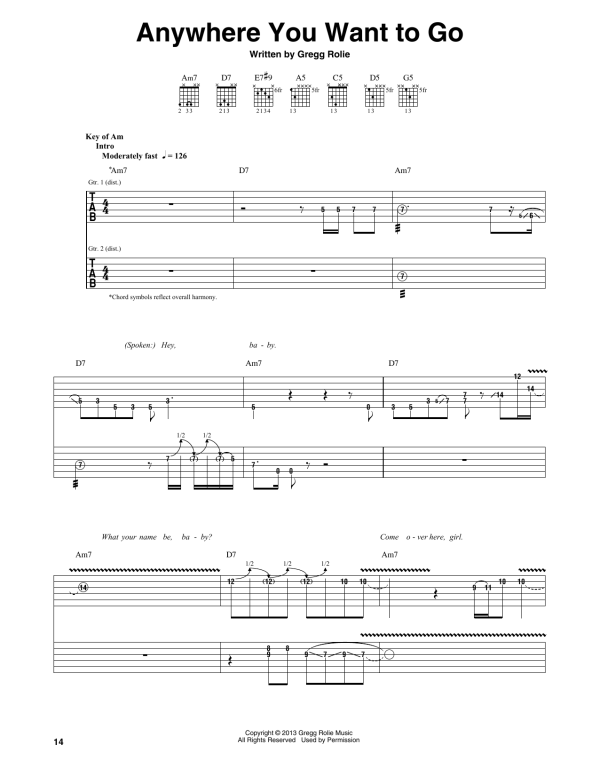 Santana Anywhere You Want To Go Musik Noten - Guitar Rhythm Tab - 172536-0