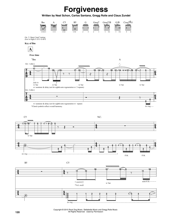 Santana Forgiveness Musik Noten - Guitar Rhythm Tab - 172531-0