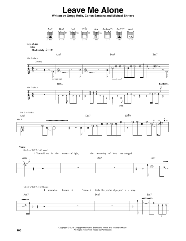 Santana Leave Me Alone Musik Noten - Guitar Rhythm Tab - 172535-0