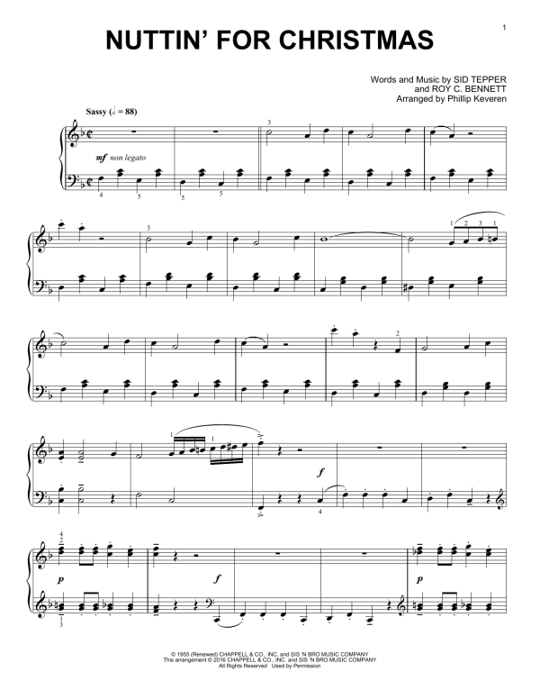 Sid Tepper Nuttin' For Christmas (arr. Phillip Keveren) Musik Noten - Piano Solo - 172886-0