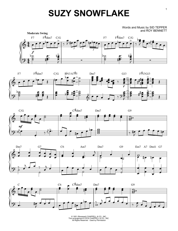 Sid Tepper Suzy Snowflake [Jazz version] (arr. Brent Edstrom) Musik Noten - Piano Solo - 176881-0