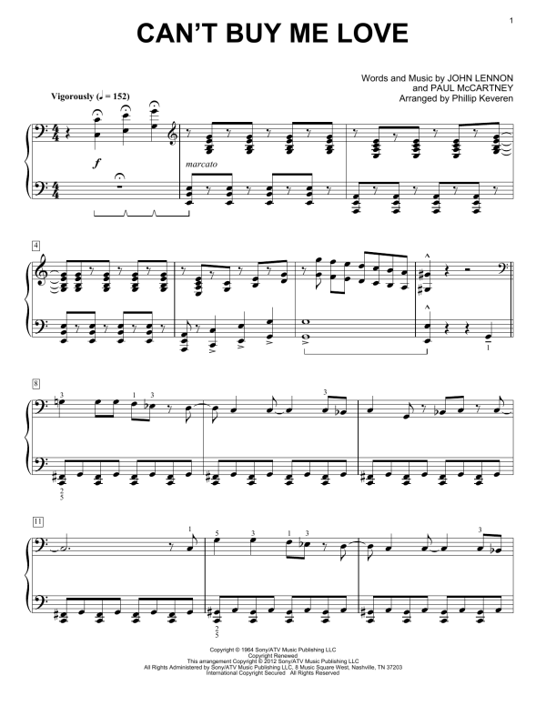 The Beatles Can't Buy Me Love [Classical version] (arr. Phillip Keveren) Musik Noten - Easy Piano - 179783-0
