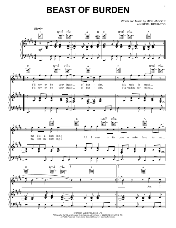The Rolling Stones Beast Of Burden Musik Noten - Lead Sheet / Fake Book - 179879-0
