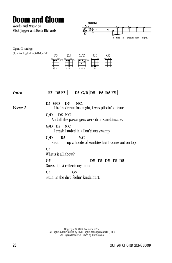 The Rolling Stones Doom And Gloom Musik Noten - Piano, Vocal & Guitar Chords - 179840-0