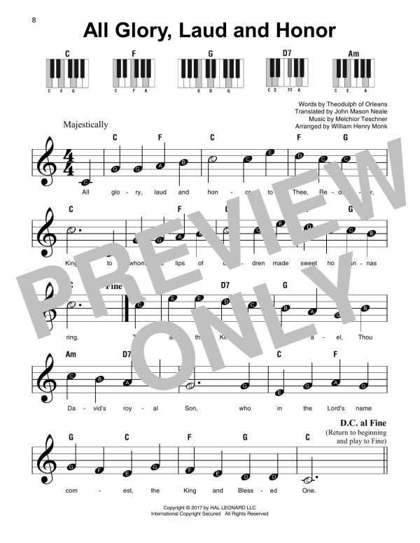 Theodulph of Orleans All Glory, Laud And Honor Musik Noten - Super Easy Piano - 178546-0