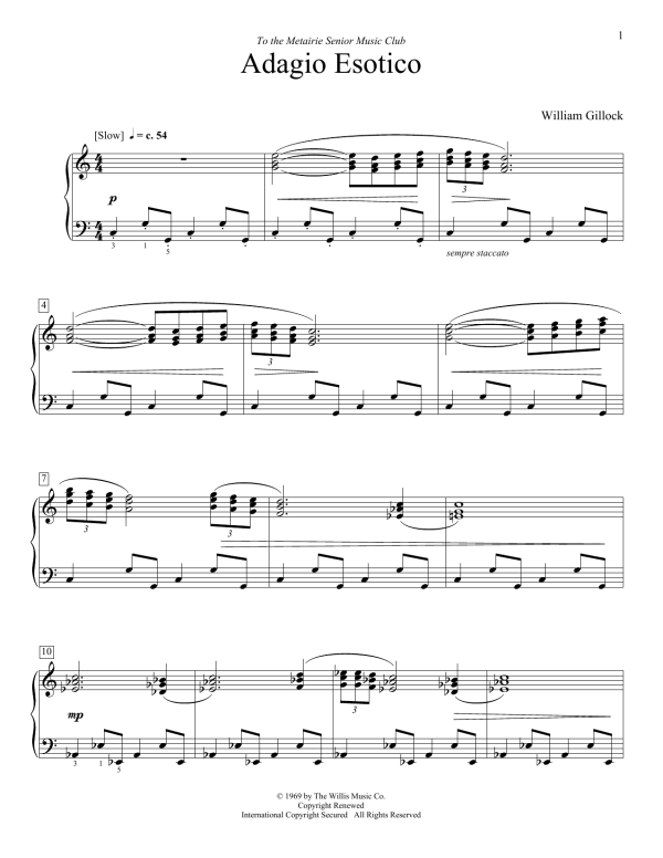 William Gillock Adagio Esotico Musik Noten - Educational Piano - 179963-0