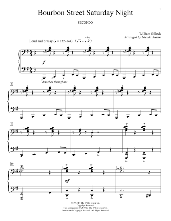 William Gillock Bourbon Street Saturday Night Musik Noten - Educational Piano - 179961-0