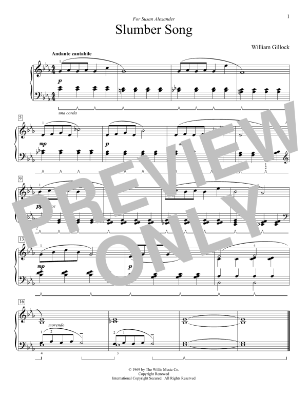 William Gillock Slumber Song Musik Noten - Educational Piano - 179954-0