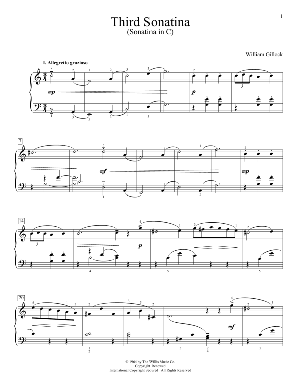 William Gillock Third Sonatina (Sonatina In C) Musik Noten - Educational Piano - 179966-0