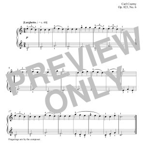 Carl Czerny Exercise in C Major, Op. 823, No. 6 Musik Noten - Piano Solo - 180326-0